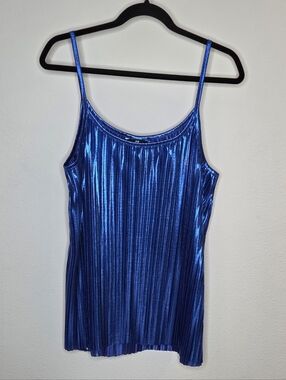 H&M Electric Blue Metallic Pleated Cami